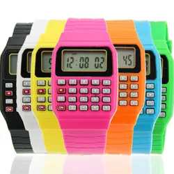 Fad Детские Силиконовые многоцелевой детский электронный калькулятор наручные часы