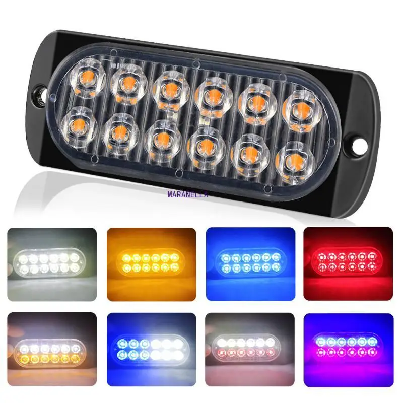 

Car Truck Bulb 12 Led Strobe Light Kit Ultra Thin Freight Side Lamp Bar Flashing 12-24V 36W Warning Light Car Accessories