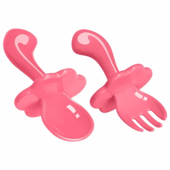 

F-B 2Pcs Baby Soft Feeding Spoon Baby Spoon Safety Tableware Infant Learning Spoons Baby Training Spoon And Fork Set