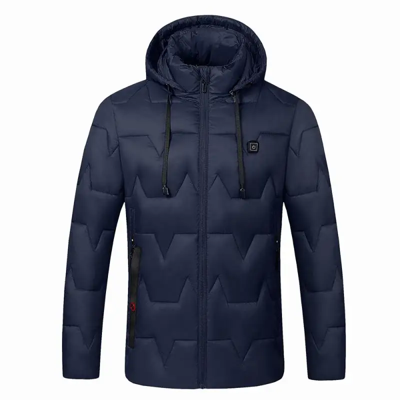 Электрическая USB Мужская/женская зимняя куртка с подогревом с длинными рукавами теплая куртка с капюшоном теплая одежда для катания на лыжах горячая Распродажа Прямая поставка - Цвет: blue M