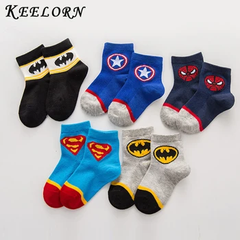 

Keelorn 2020 2-8Y old kids Cartoon socks Super hero neonatal boys Breathable short Socks children baby stuff boys cotton Socks