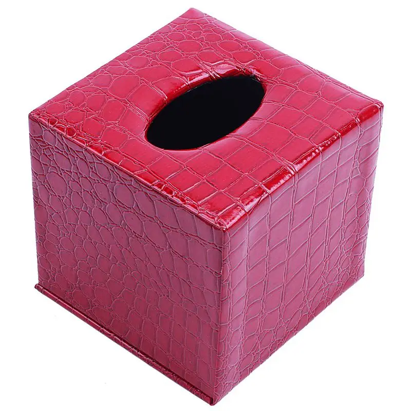 

Durable Room Car PU Leather Square Tissue Box Paper Holder Case Cover Napkin Color:Red crocodile pattern ,Size: 13.8 * 13.8 * 13