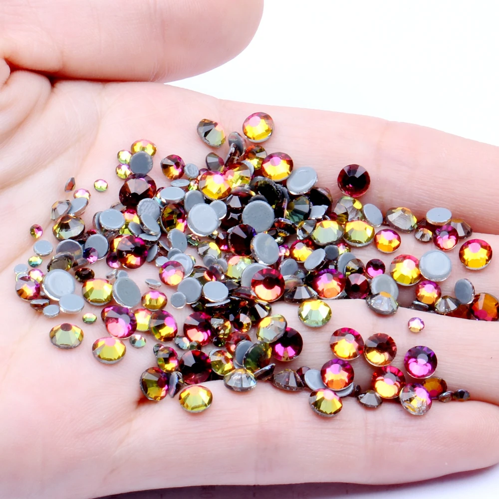 

Red Rainbow Hotfix Glass Rhinestones Iron On Flat Back Crystals Strass Diamond Perfect Shine Nail Art Decoration