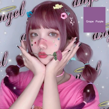 

Lolita Cosplay Air Bangs Grape Purple Gradient Daily Long Straight Fiber High Temperature Resistant Synthetic Wig