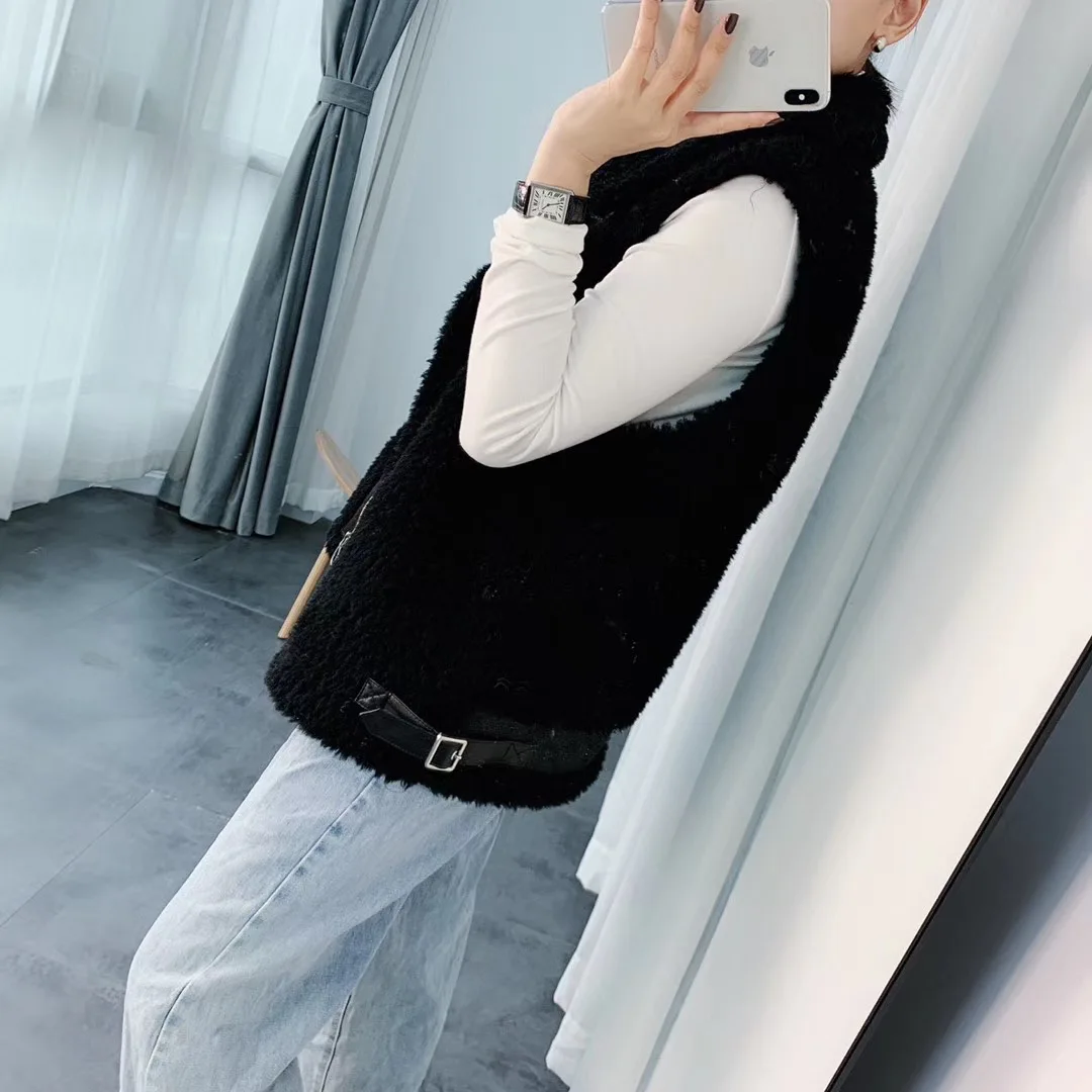 vest women outwear plus size new fashion motocycle sheep fur vest korean women vest