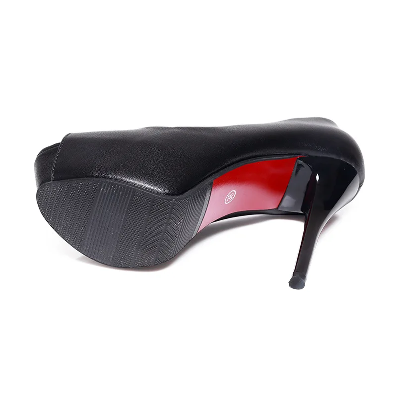 Sexy Super Thin High Heel 12cm super high heels Bottom Shoes Peep Toe Women Genuine PU Leather Pumps Nightclub Shoes