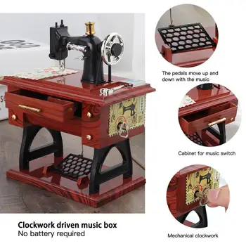 

Sewing machine Music Box Mini Vintage Retro Sewing Clockwork Music Box Gift Table Home Decoration