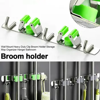

Broom Hanger Mop and Broom Holder Broom Organizer Grip Storage Rack with Mounted Screws Clips Garden Wall L3K7