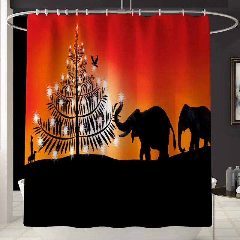 Африканский слон напечатанный Водонепроницаемый полиэстер занавеска для душа Противоскользящий коврик для ванной набор занавесок для ванной s коврики для туалета Набор чехлов - Цвет: B Shower Curtain