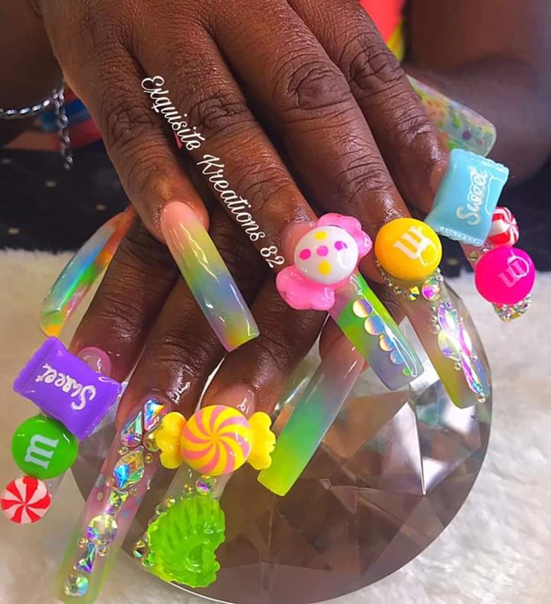 Dijes 3D para uñas, accesorios Kawaii, resina mixta de caramelo para uñas  acrílicas, puntas de uñas, diamantes de imitación, decoración, herramienta  de diseño de manicura - AliExpress Belleza y salud