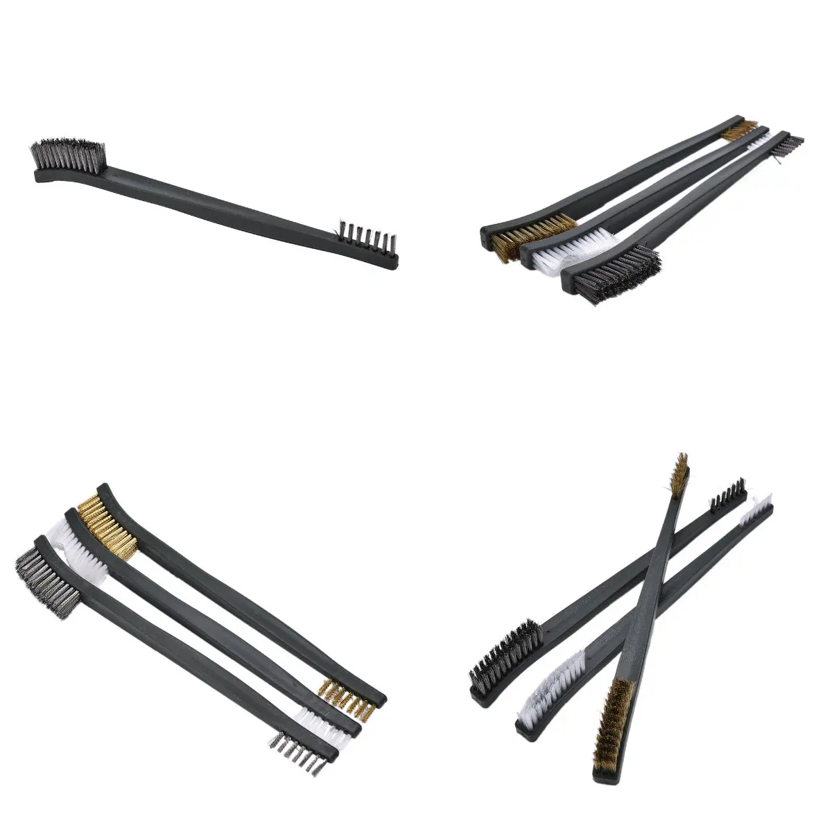 

3Pcs Kitchen Cleaning Brush Stainless Steel Mini Wire Brush Set Brass Nylon Bristle Cleaning Tool Home Supplies