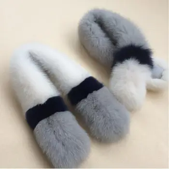 

White Grey Genuine Fox Fur Scarves Collars Patchwork Winter Natural Real Fox Fur Mufflers Scarf Wrap Warm Hood Trim Fur Collar