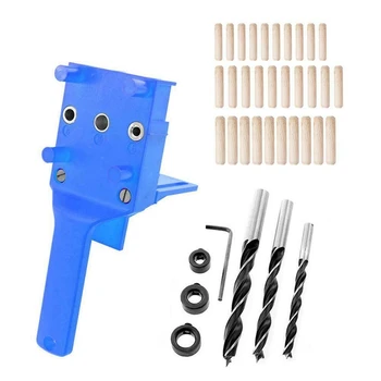 

SHGO HOT-38Pcs Handheld Pocket Hole Jig Drill Handheld Dowel Woodworking Jig Drilling Guide DIY Tool Kit