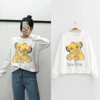 

white kpop sweatshirt woman women clothing cartoon lion king printing women's Top Coat 2019 Autumn winter pullover streetwear