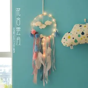 Indian Dreamcatcher Hanging Decoration Large Size Wedding White Feather Pendant Flutter Monternet Wind Chime Creative Wall XR165