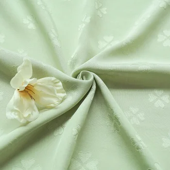 

Bean paste green four-leaf clover pattern rayon jacquard fabric 100cm*140cm