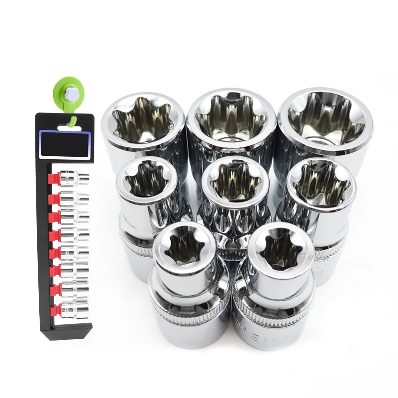 

Hangable 8Pcs 1/2 Inch Torx Star Socket Set E Type E10 E11 E12 E14 E16 E20 E22 E24Hand Repair Tools