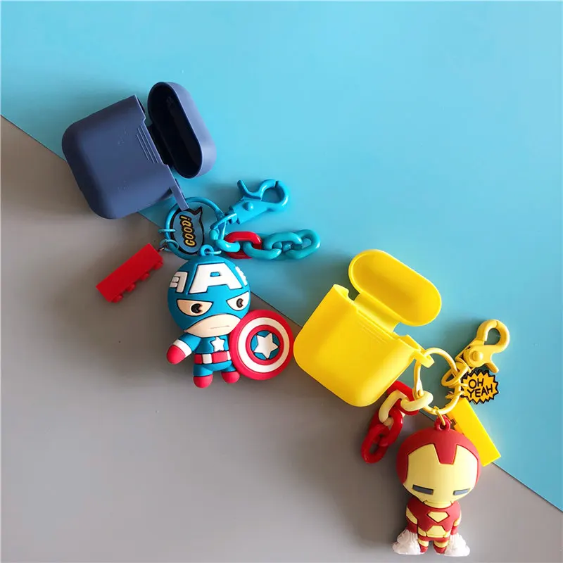 Железный человек Капитан Америка Marvel кукла-брелок для ключей силиконовый чехол для Apple Airpods мягкий ударопрочный чехол для нового air pod 2 acessorios