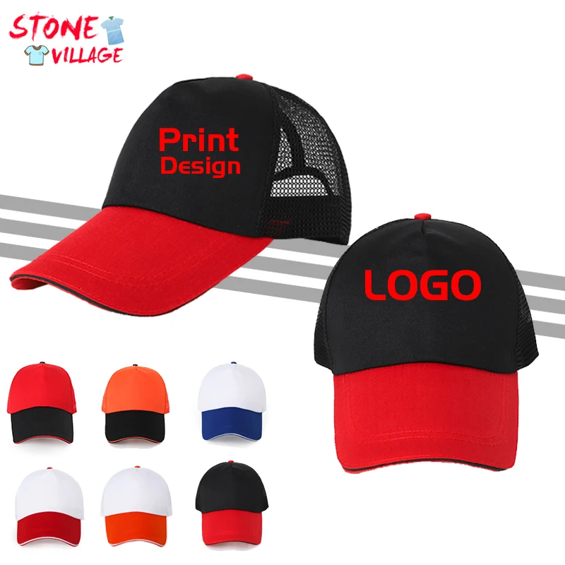 

New Embroidery Matching Mesh Baseball Hat Print Logo Snapback Hat Men Solid Color Cotton Trucker Caps Women Breathable Visor Cap