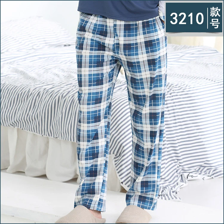 Spring Autumn 100% Cotton Pajama Pants 100-120 Kg Plus Size Plaid Bottom Pants For Men Comfortable Casual Homewear Trousers buffalo plaid pajama pants