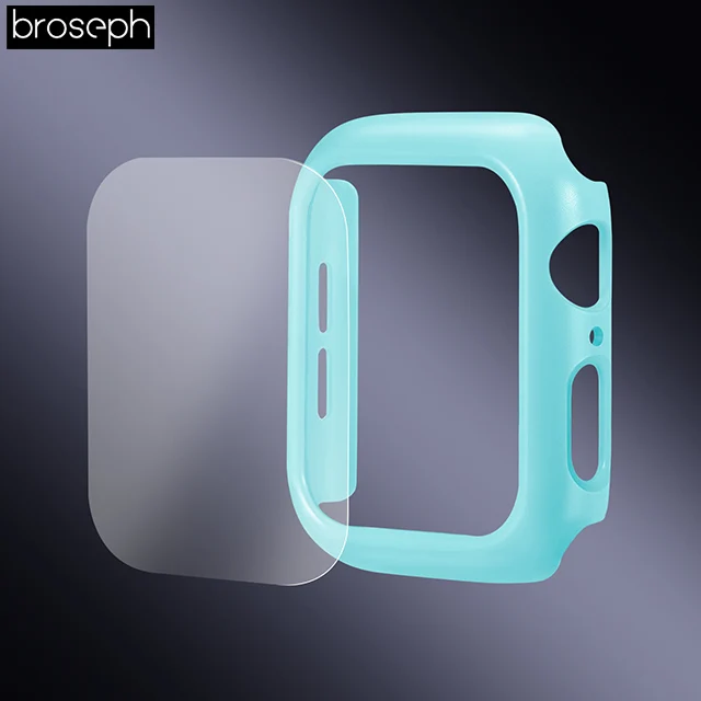 Light Blue PET Sreen защитный чехол для Apple Watch 4 полосы 44 мм 40 мм корпус из поликарбоната чехол для iwatch серии 4 защита Бампера - Цвет: Light Blue