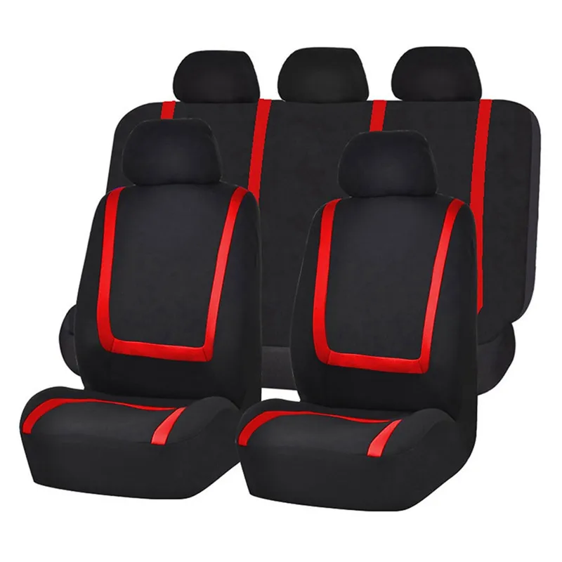 Red 9-piece set Полный набор чехлов для автомобильных сидений, чехлы для задних передних сидений, Защитные чехлы для большинства автомобильных сидений, аксессуары для салона автомобиля - Название цвета: Red 9-piece set