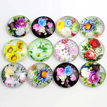 

10pcs 20mm And 25mm New Fashion Flower Mixed Handmade Photo Glass Cabochons Pattern Domed Jewelry Accessories Supplies
