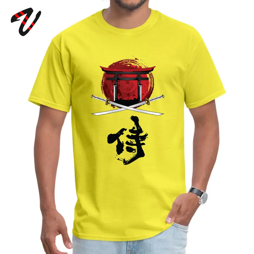 SamuraiKatanaTorigateKanji Summer/Autumn 100% Cotton Round Neck Tops T Shirt Short Sleeve Party T Shirt Company Hip hop T Shirt 190627Samurai-Katana-Tori-gate-Kanji yellow