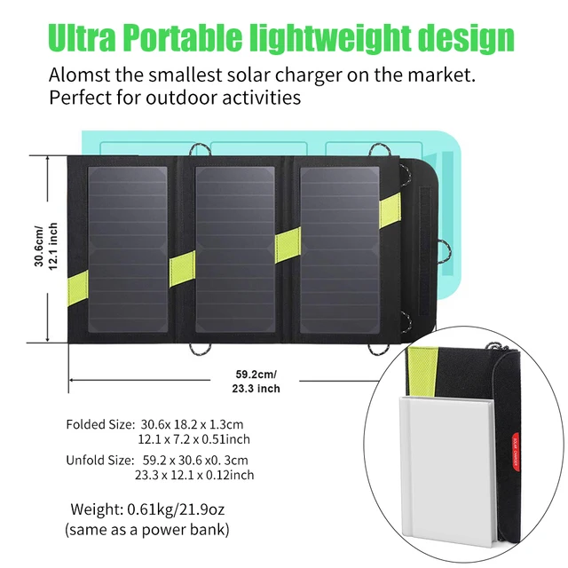 X-DRAGON 5V 20W High Efficiency Foldable Solar Panel Charger for Hiking Outdoors Cell Phones 3