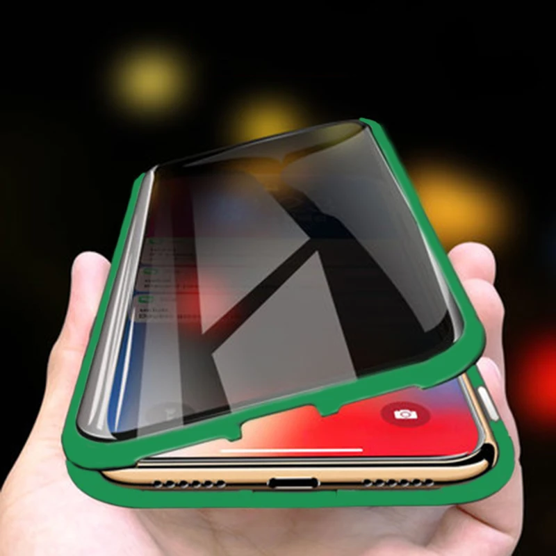 

Magnetic Metal Adsorption Double Sided Privacy Tempered Glass Case For Samsung Galaxy S8 S9 S10 Note 10 Plus S8 S9 A50 A70 Coque