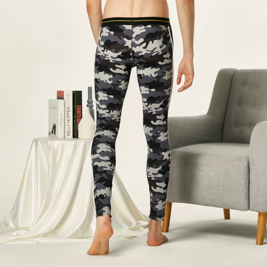 SEOBEAN Men's Thermal Underwear Bottoms Autumn and winter Thin Fashion Leggings Tights Men Warm Pants Cotton Slim Long Johns