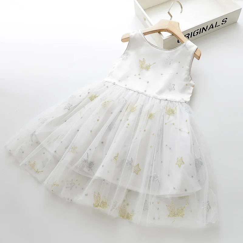 Babyinstar/детская одежда для малышей; летние модные стильные платья без рукавов с принтом со звездами и блестками для маленьких девочек; детское платье