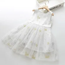 Babyinstar/детская одежда для малышей; летние модные стильные платья без рукавов с принтом со звездами и блестками для маленьких девочек; детское платье