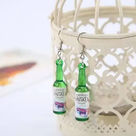 Green wine 3UMeter индивидуальные серьги модные летние серьги Милые простые серьги женские серьги в виде бутылок - Окраска металла: Green wine