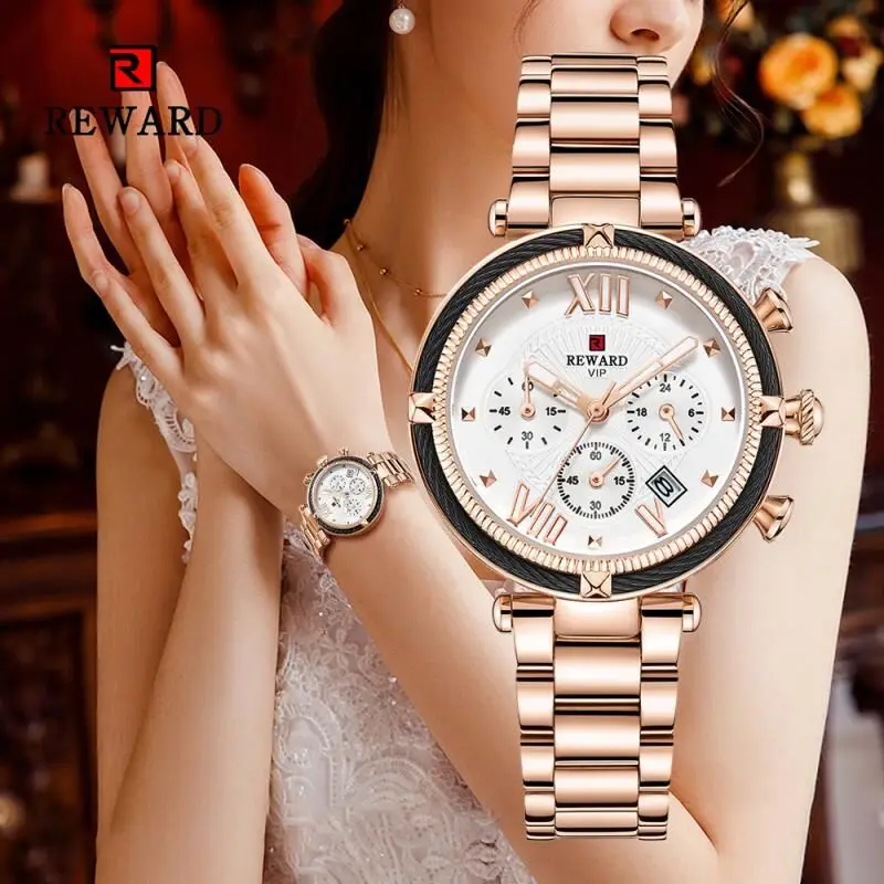 Reward New Gold Watch Women Luxury Watches Ladies Stianless Steel Women