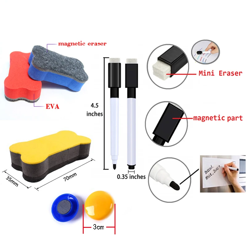 Мягкая магнитная доска формата А4, наклейка на холодильник, сухая стираемая Магнитная белая доска, кухонная доска для сообщений, подарок, 6 ручек, 1 ластик, 6 ластиков