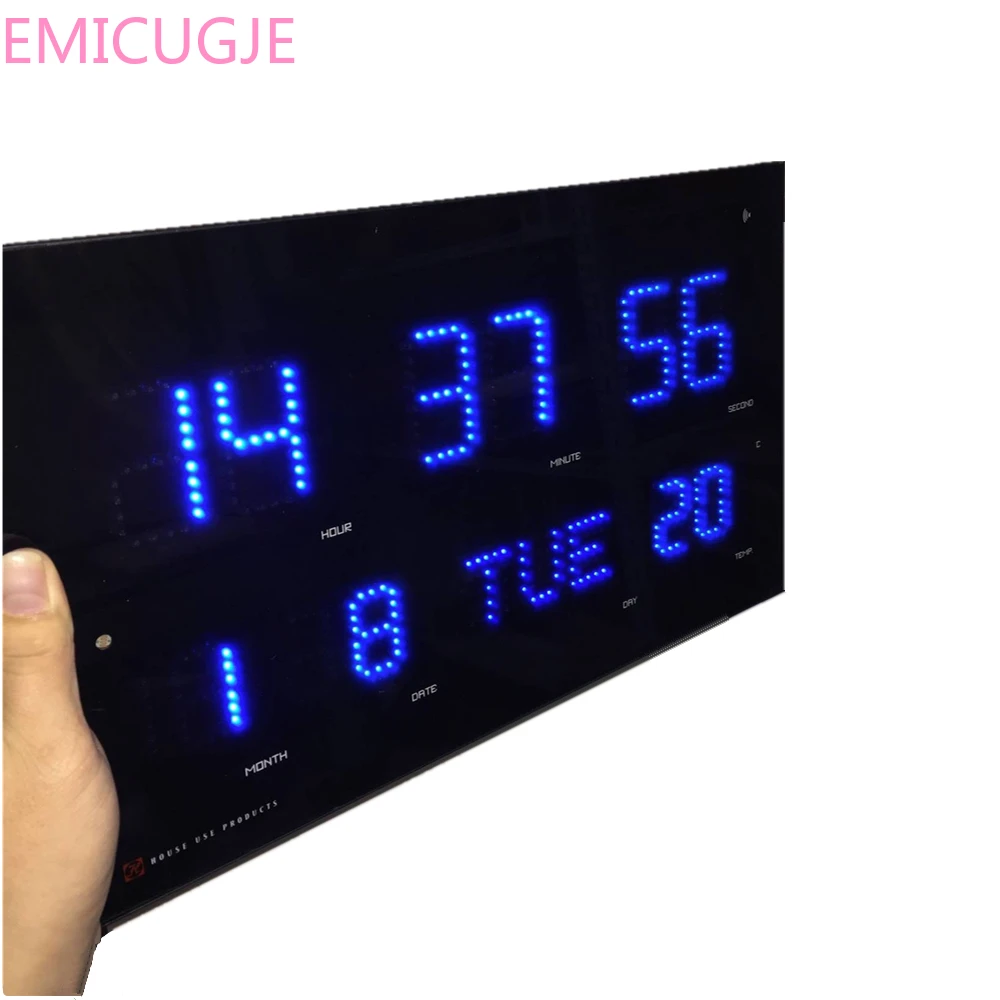 

Electronic Led Calendar Clock with Temp and Week Display Wavecepter ClockAutomatically Adjust Brightness Led Wall Clock Modrern