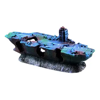 

1pc Fish Tank Decor Stylish Resin Sunk Ship Decor Aircraft Carrier Ornament Fish Tank Adornment Aquarium Resin Ornament