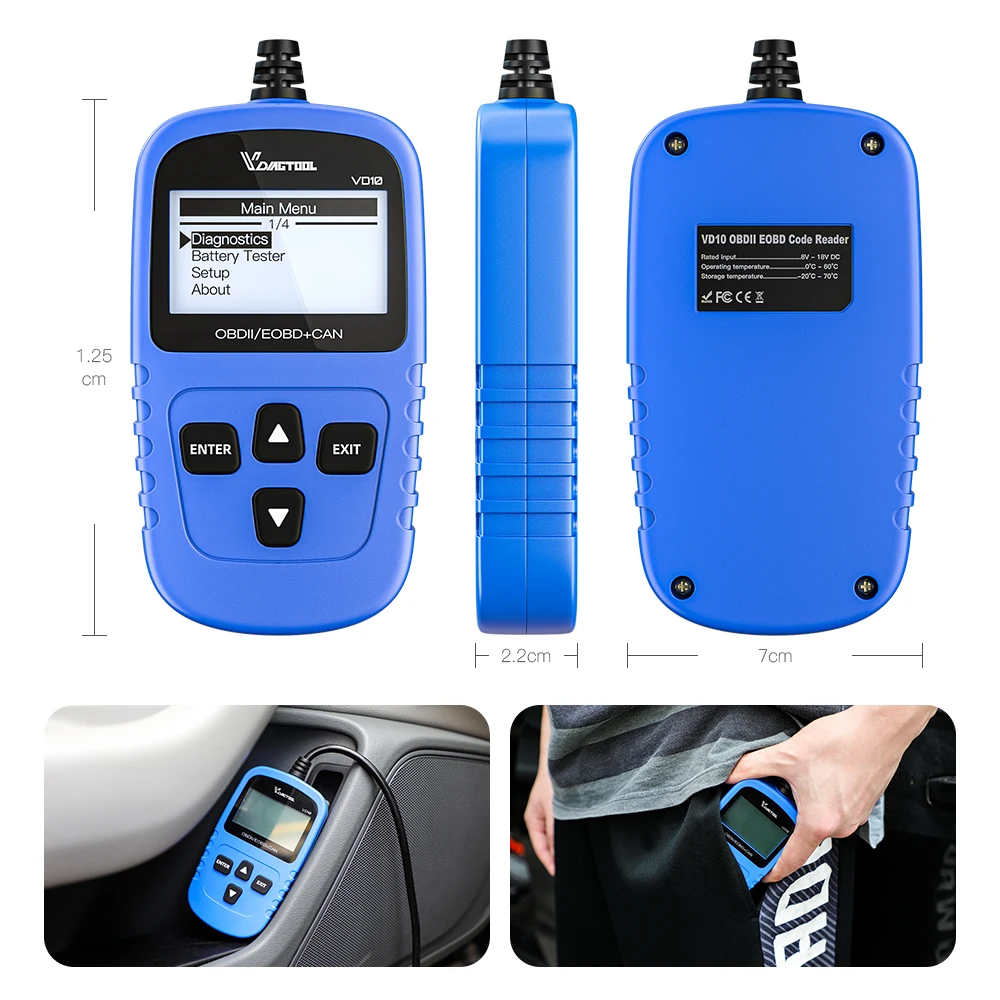 VDIAGTOOOL VD10 OBD2 сканер OBD Автомобильный диагностический инструмент автомобильный