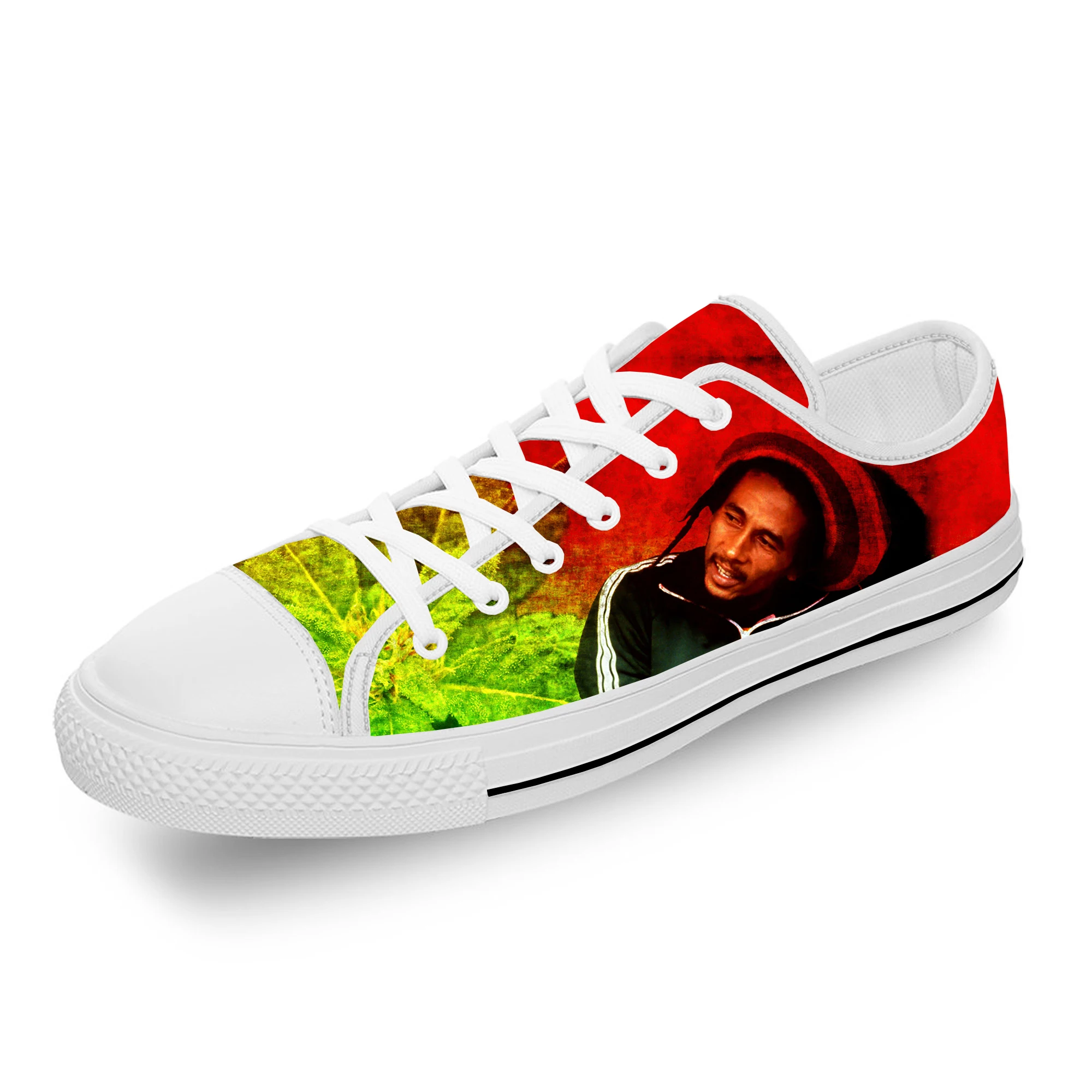 Bob Marley Reggae Star Music Rock Fashion Casual Sneakers Low Top Lightweight Breathable 3D Printed Men Women Canvas Shoes 4