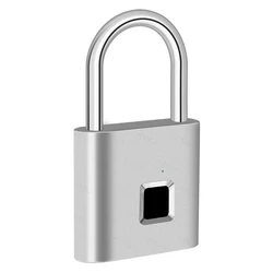 Smart Keyless Fingerprint Padlock - Waterproof, Rechargeable Security Lock (Silver)