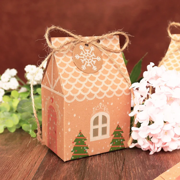 5 комплектов симпатичный в форме домика бумажная коробка для хранения Merry Christmas Kaft бумажная Подарочная коробка для украшения офисных канцелярских принадлежностей аксессуары для стола