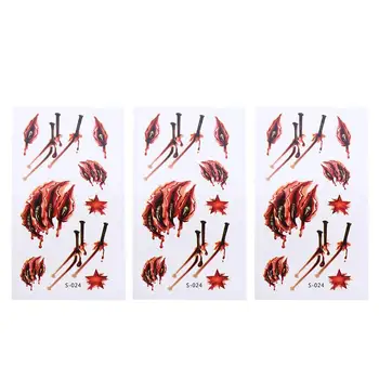 

3Pcs/Set Scar Tattoos Sticker Horror Wounds Zombie Bloody Temporary Stickers for Body Cosplay Halloween Party Prop