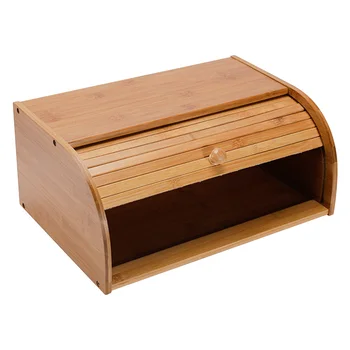 

Bread Box Clamshell Bamboo Home Kitchen Roll Top Multifunction Cake Food Storage Practical Snack Restaurant Pastry Dustproof