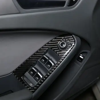 

4Pcs Car Window Lift Button Switch Panel Cover Sticker Carbon Fiber Trim Fit For Audi A4 B8 A5 Q5 2009~2011 2012 2013 2014~2016