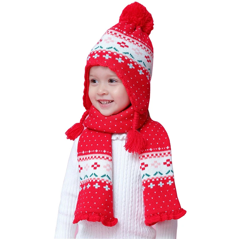 Childrens red hat and scarf Clearance