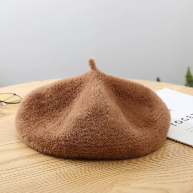 Berets Women Wool Felt Beret Ladies Winter Vintage Warm Walking Hat