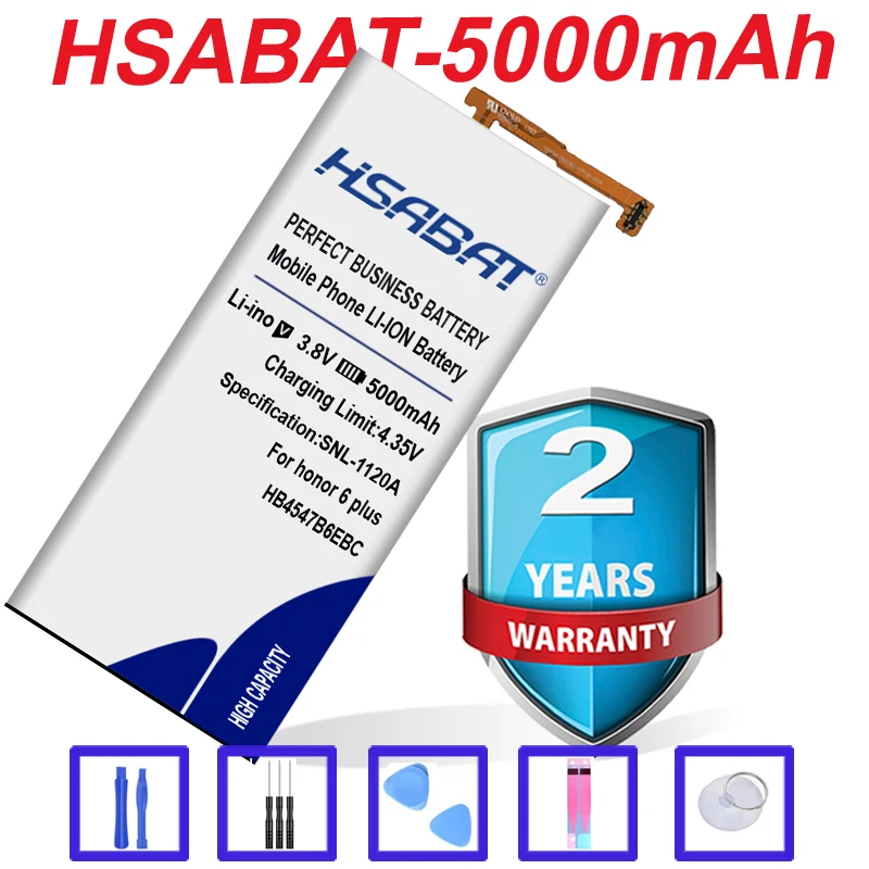 Аккумулятор HSABAT HB4547B6EBC 5000 мАч для HuaWei Honor 6 Plus plus PE-TL20 UL00 TL10 CL00 | Мобильные телефоны и