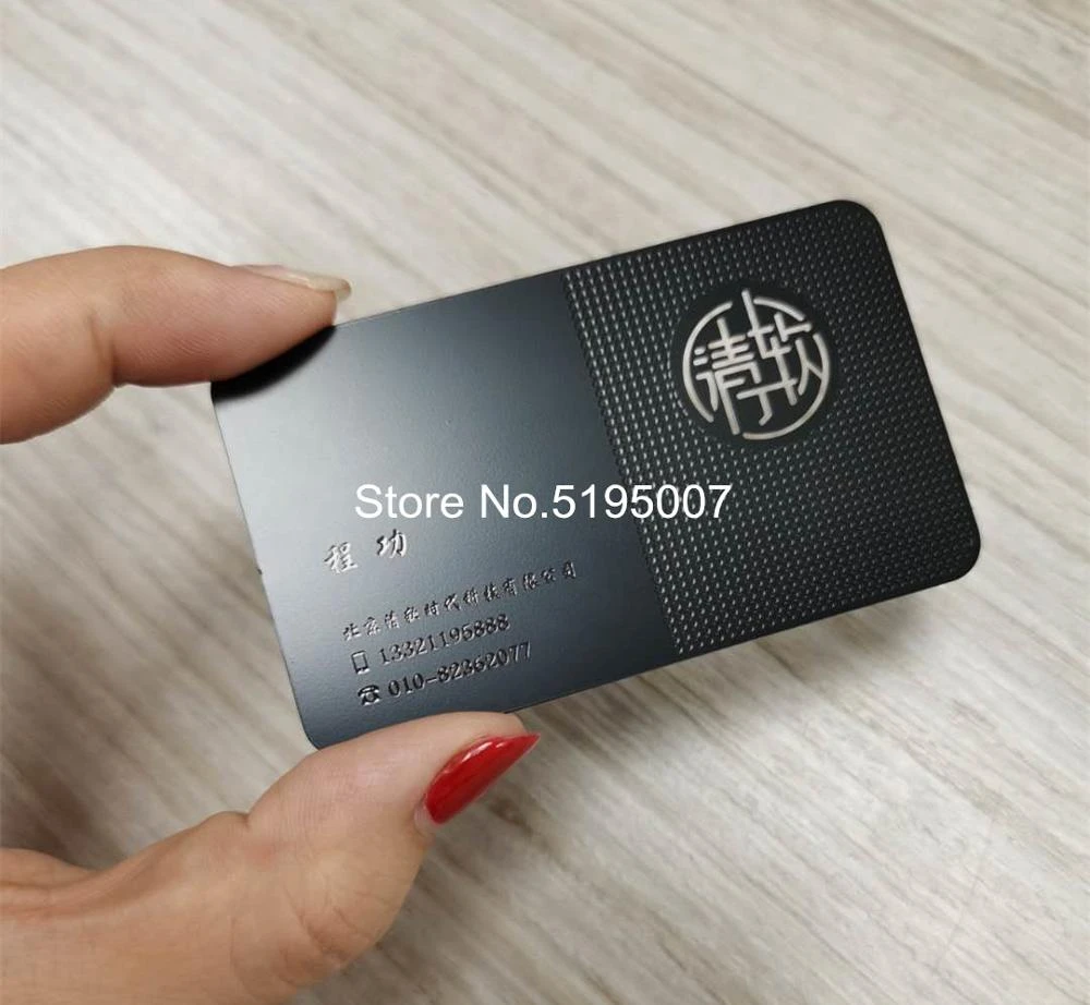 Matt surface plating black metal business cards with engraving  logo|Business Cards| - AliExpress