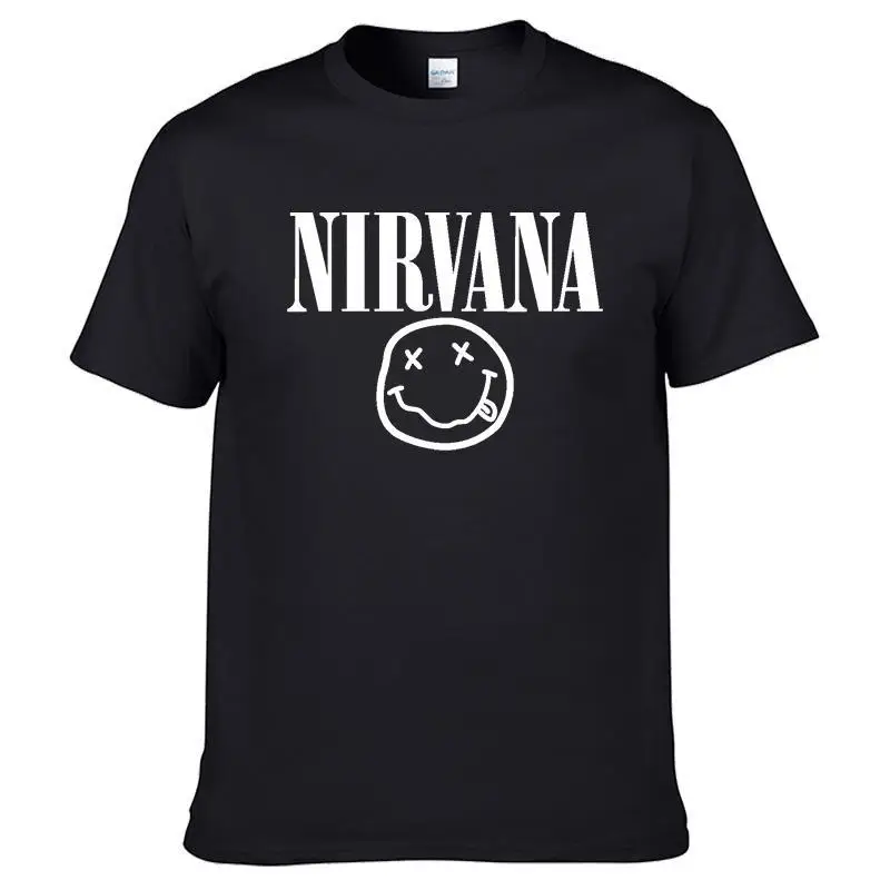 Футболка Nirvana Мужская в стиле хип хоп летняя рубашка с принтом рок группы